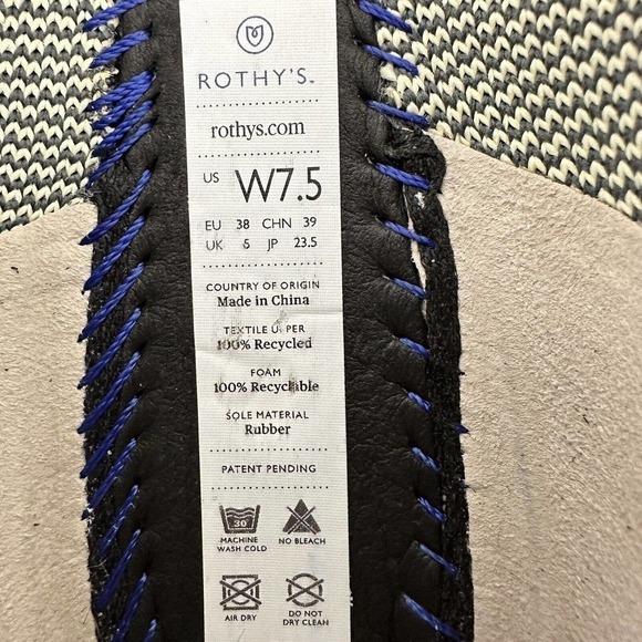 Rothy’s Ballet Flats Shoes Size 7.5 Citron Ribbon Stripe Gray Yellow Retired - Picture 11 of 13